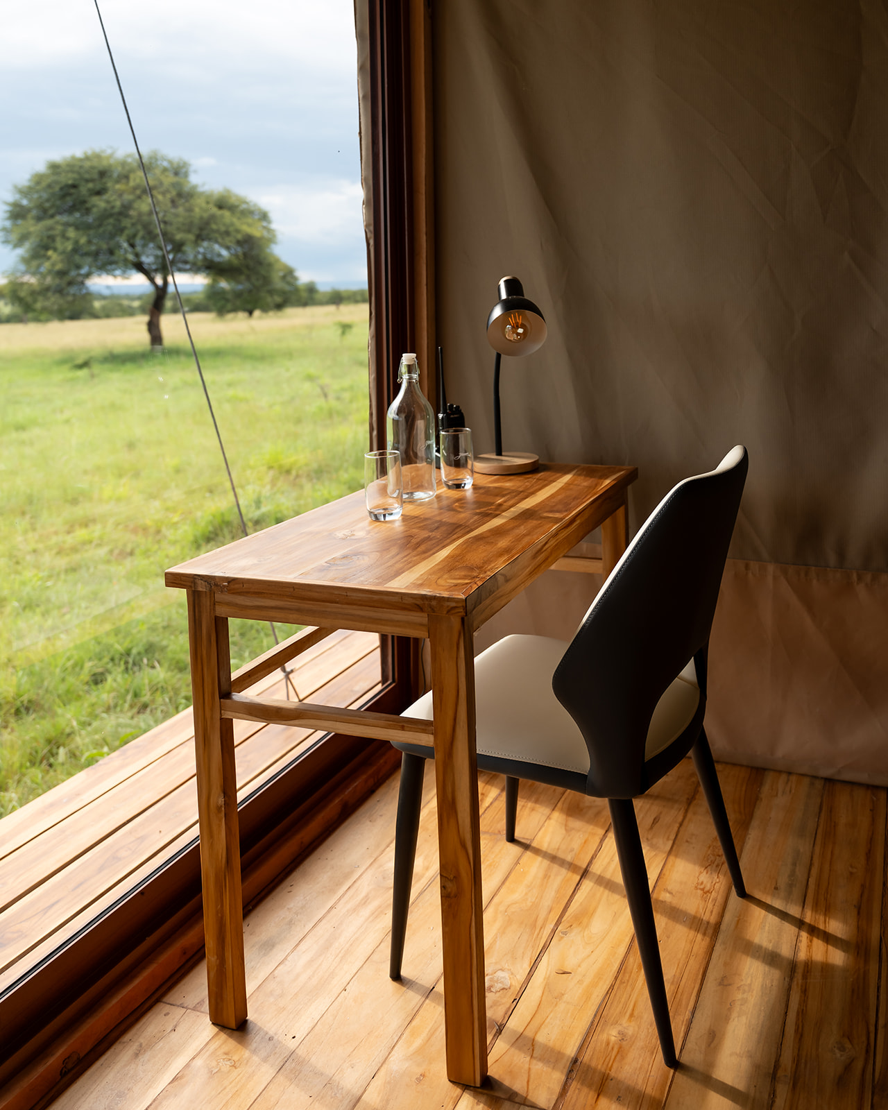 Interior of a Nakupenda luxury safari tent