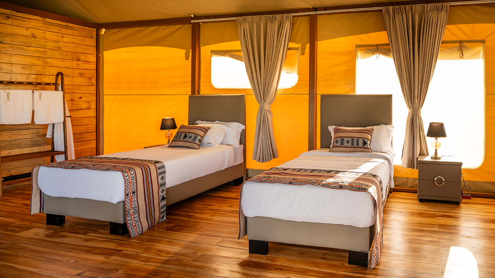 Luxury tent living area at Nakupenda