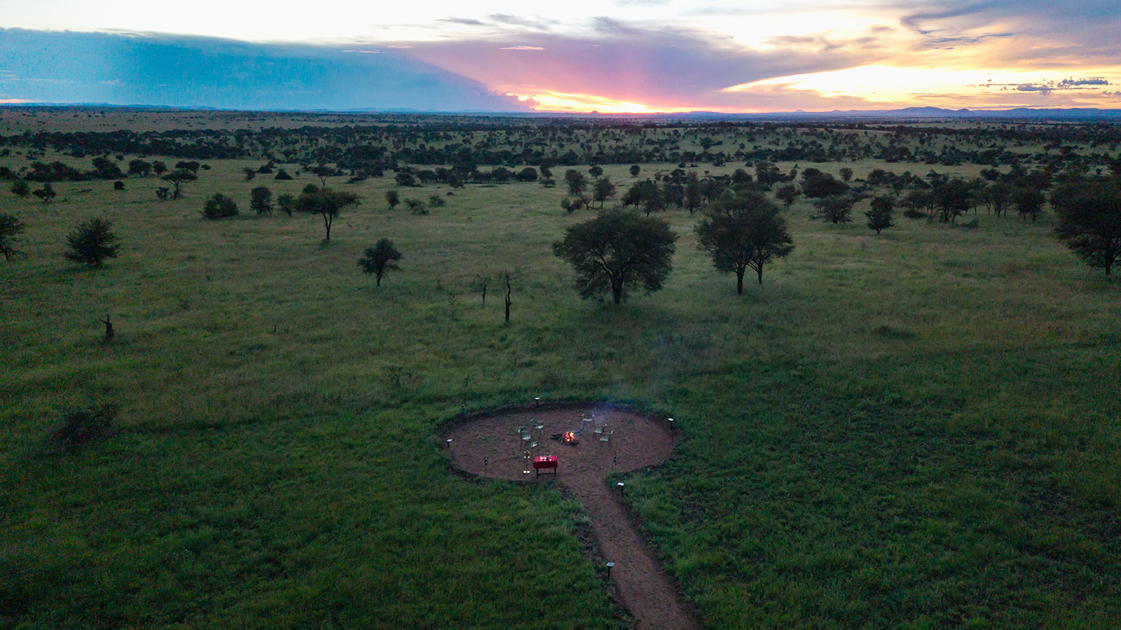 Nakupenda camp from the air over the plains